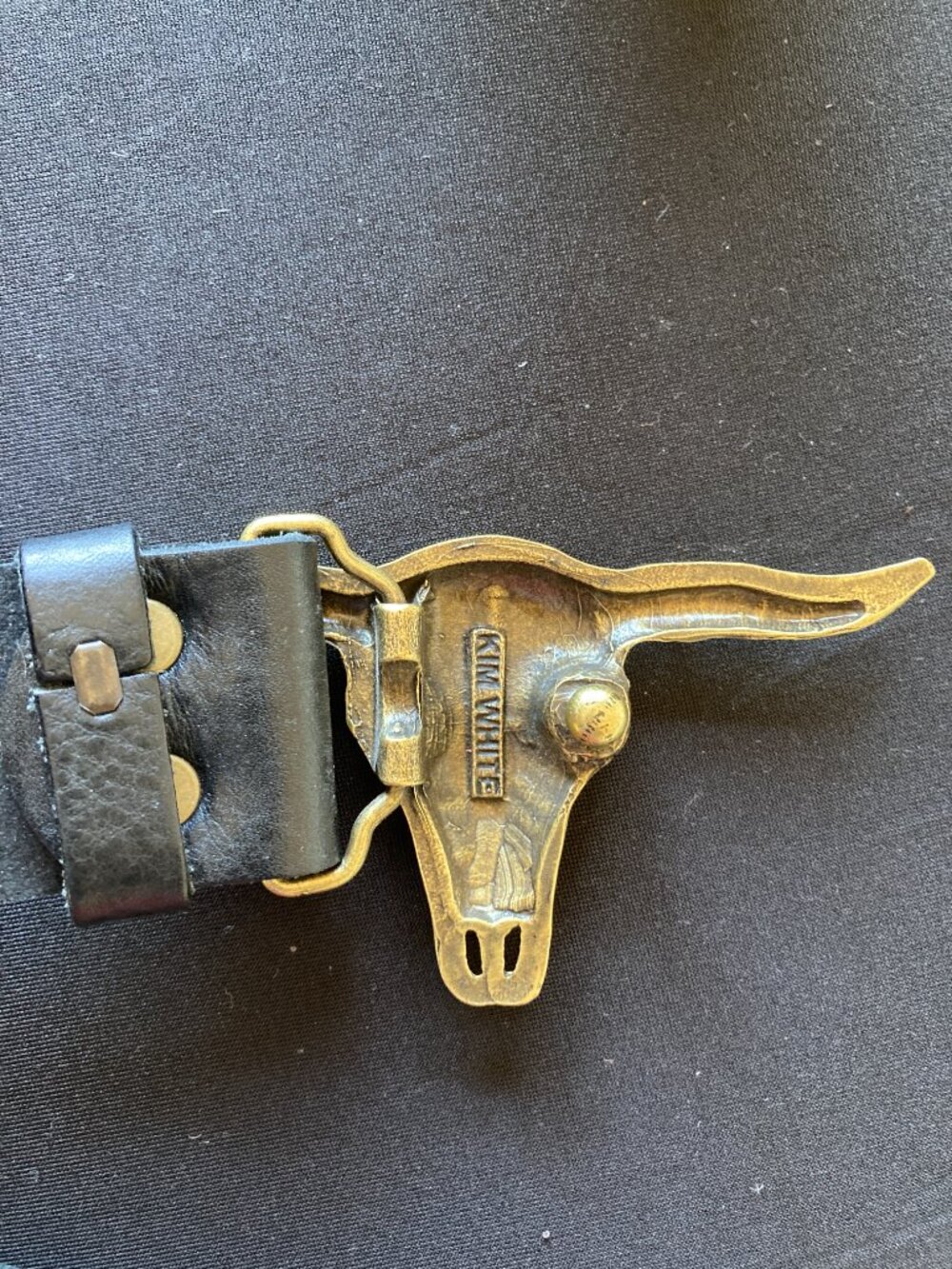 Kim White Steer Buckle Belt in black - Picture 6 of 11